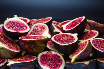 Tasty figs background. Top view.