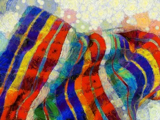 Plaid loincloth Illustrations creates an impressionist style of painting.