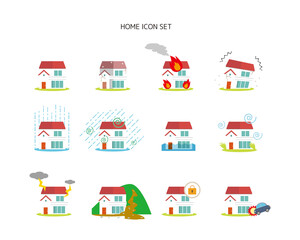 Vector illustration of a house / house. earthquake. Disaster. Insurance