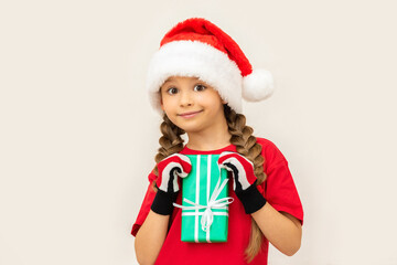 The girl is happy with a new year's gift.