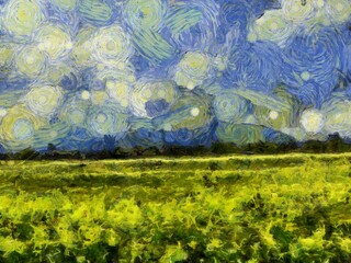 Sky clouds Illustrations creates an impressionist style of painting.