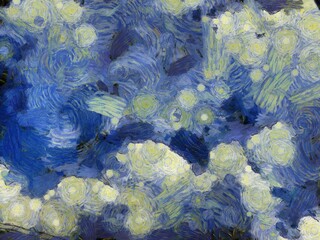 Sky clouds Illustrations creates an impressionist style of painting.