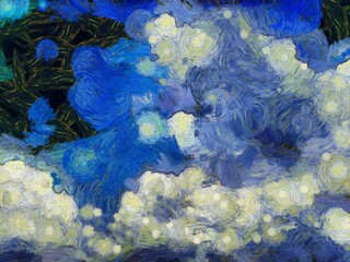 Sky clouds Illustrations creates an impressionist style of painting.