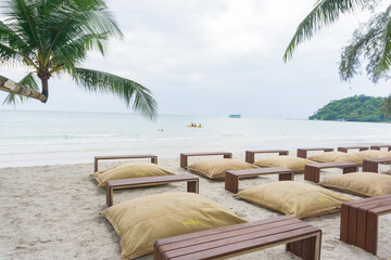 Pillow beach chair on white sand beach