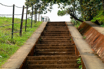 Long steps leading to the top of Banasura sagar dam in Western Ghats, Wayanad, Kerala