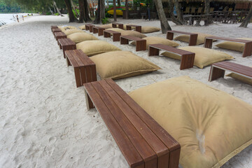 Pillow beach chair on white sand beach