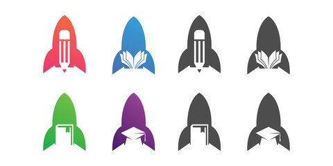 rocket education negative space logo design