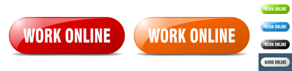 work online button. key. sign. push button set