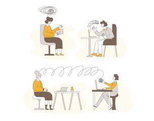 Online stress therapy scene. Color vector flat.