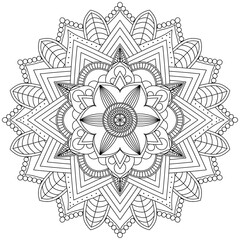 Circular pattern in the form of a mandala. Henna tatoo mandala. Mehndi style. Decorative pattern in oriental style. Coloring book page.