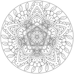 Circular pattern in the form of a mandala. Henna tatoo mandala. Mehndi style. Decorative pattern in oriental style. Coloring book page.