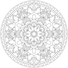 Circular pattern in the form of a mandala. Henna tatoo mandala. Mehndi style. Decorative pattern in oriental style. Coloring book page.