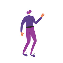 Dancing man. Male character wearing in casual clothes dancing isolated on a white background. Person jumping and have fun. Vector flat illustration.