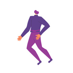 Fototapeta na wymiar Dancing man. Male character wearing in casual clothes dancing isolated on a white background. Person jumping and have fun. Vector flat illustration.