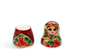 Disassembled matryoshka with base upside down