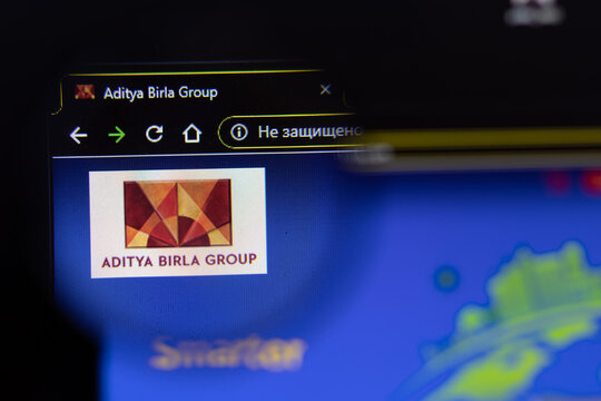 Saint-Petersburg, Russia - 18 February 2020: Aditya Birla Group company website page logo on laptop display. Screen with icon, Illustrative Editorial