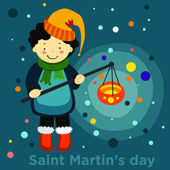 Vector illustration for Saint Martin's Day, the laternelaufen day for small kids.