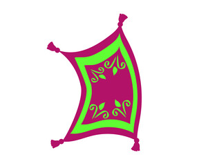 Flying carpet on a white background. Cartoon. Vector illustration.