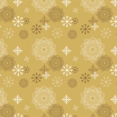 Beautiful christmas mandala seamless pattern - hand drawn and detailed, great for christmas textiles, banners, wrappers, wallpapers - vector surface design