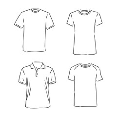 Vector Illustrations of Women's Fashion Garments. t shirt vector sketch illustration