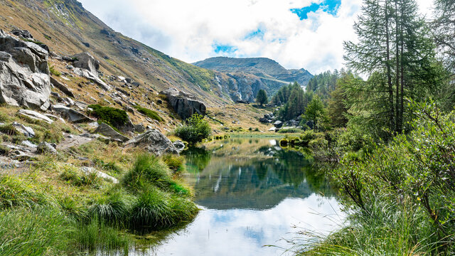 lonely lake Grindjisee in the swiss aps