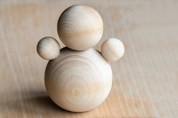 Abstract still life of wooden spheres.