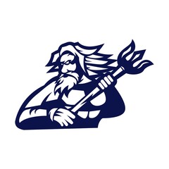 poseidon mascot logo outline version. god logo in sport style, mascot logo illustration design vector
