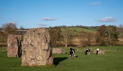 Neolithic stone circle at Stanton Drew, near Bristol in Somerset UK. These stones are part of the...