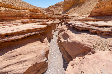 Red Canyon in the Eilat Mountains. It is one of Israel’s most beautiful yet accessible hiking trails located just twenty minutes north of Eilat.