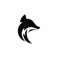 Simple fox head logo template in silhouette concept