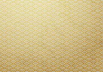 和紙に描かれた茶金の青海波模様、日本の伝統模様素材