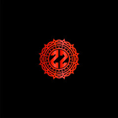 Initials logo ZZ mandala combination on a black background