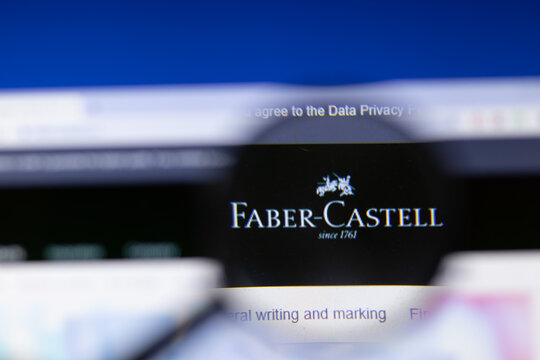 Saint-Petersburg, Russia - 18 February 2020: Faber-Castell company website page logo on laptop display. Screen with icon, Illustrative Editorial