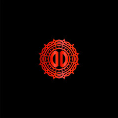Initials logo DD mandala combination on a black background