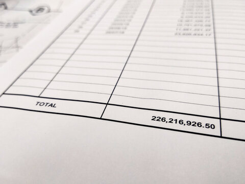 Selected focused on financial account report sheet with the figure is in Malaysian currency. Presented in tabular form to facilitate calculation and management.
