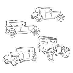 retro car vector logo design template. transport or vehicle icon. retro car vector sketch illustration