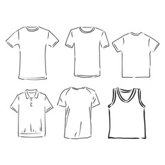 Vector Illustrations of Women's Fashion Garments. t shirt vector sketch illustration