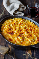 American dish mac and cheese. National cuisine. Vegetarian food.