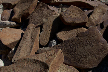 graved stones in ladakh