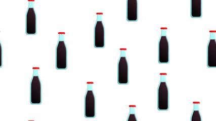 Soda drink bottle black and white seamless pattern. Variety of packaging using hand drawn or doodle art