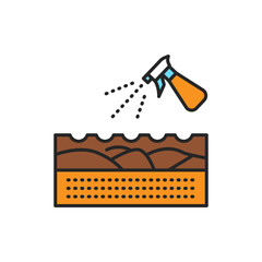 Splashing soil color line icon. Pictogram for web page, mobile app, promo.