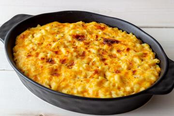 American dish mac and cheese. National cuisine. Vegetarian food.