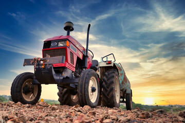 Fototapeta premium Tractor with water container closeup shot