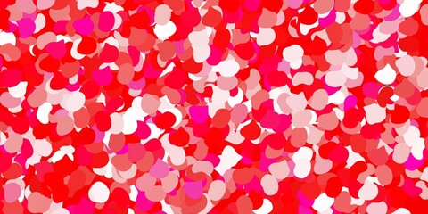 Light pink, red vector background with random forms.