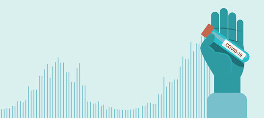 Second wave of coronavirus pandemic. Graph of COVID-19 outbreak, second wave is higher and bigger than the first