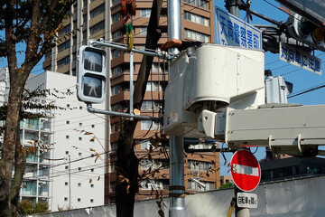 LED交通信号機の新設工事