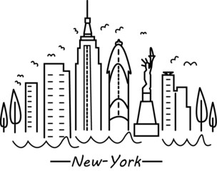 Obraz premium Vector illustration of New York on a white background
