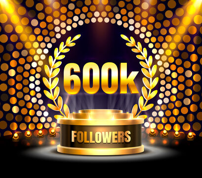 Thank you followers peoples, 600k online social group, happy banner celebrate, Vector