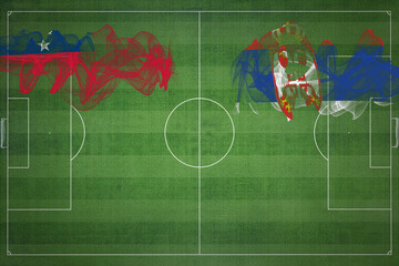 Samoa vs Serbia Soccer Match, national colors, national flags, soccer field, football game, Copy...