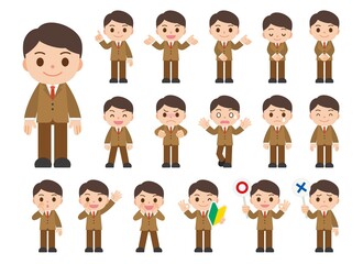 Obraz premium 表情セット 会社員 男性